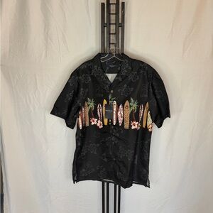 Tropical Black Surfboard‎ Print Casual Shirt